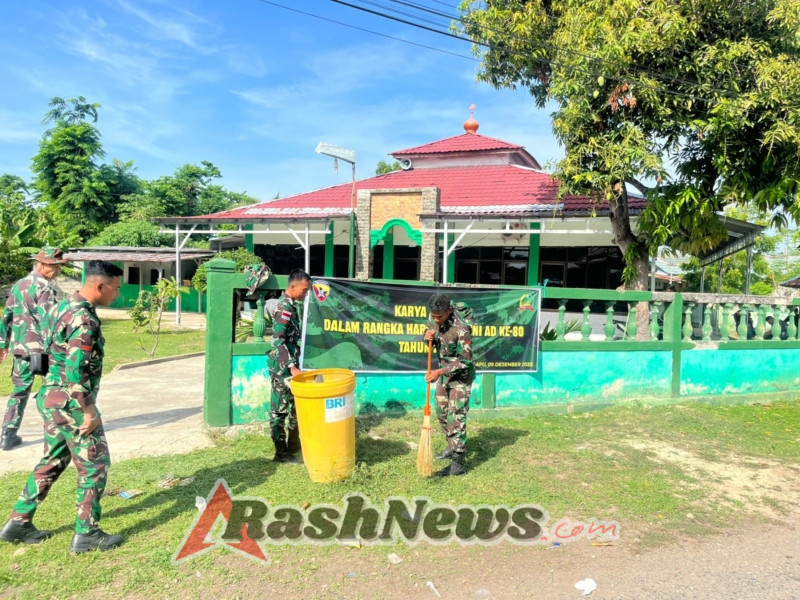 Wujud Kepedulian, Kodim 1601/Sumba Timur Lakukan Pembersihan Masjid Mujahidin