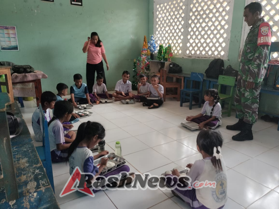 3.093 Siswa di Pantai Baru Terima Makanan Bergizi, Babinsa Lakukan Pendampingan