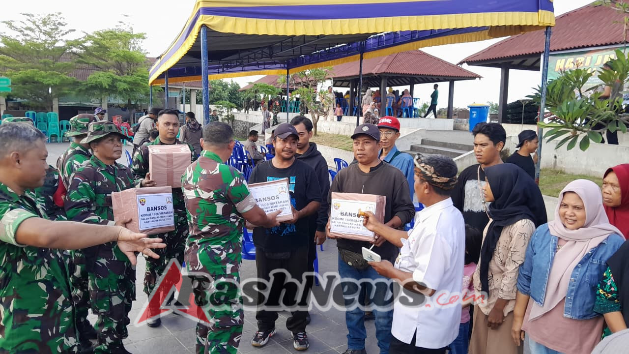 Kodim 1606/Mataram Serahkan Bantuan Sosial untuk 200 Pekerja Kebersihan dan Tukang Parkir
