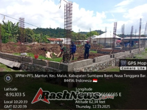 Kodim 1628/Sumbawa Barat Pastikan Pembangunan KDMP Mantun Berjalan Lancar Lewat Pengawasan Babinsa