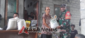 Koramil 1627-03/BTT Pastikan Penyaluran Bantuan Pangan Tepat Sasaran di Desa Oetefu
