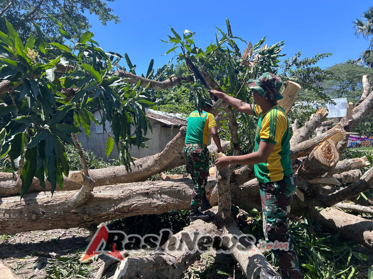 Satgas Pamtas Hadir Membantu Masyarakat dalam Pembangunan Rumah Adat di Perbatasan