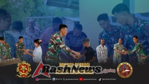 Suasana Ibadah Minggu di Haumeniana, Satgas Pamtas Yonarhanud 2 Kostrad Bagikan Bubur Bergizi