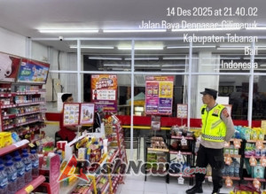 Polsek Selemadeg barat Gelar Patroli Malam Pantau Keamanan wilayah Cegah Gangguan Kamtibmas