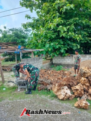 Peduli Lingkungan, Kodim 1627/Rote Ndao Melaksanakan Bakti Sosi Pembuatan Bak Sampah