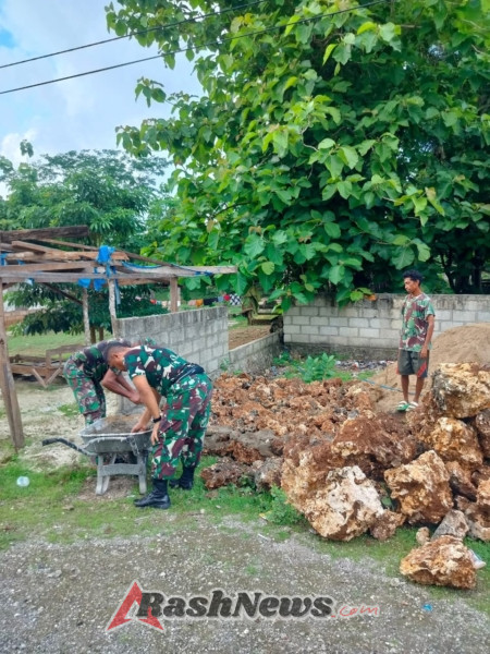 Peduli Lingkungan, Kodim 1627/Rote Ndao Melaksanakan Bakti Sosi Pembuatan Bak Sampah