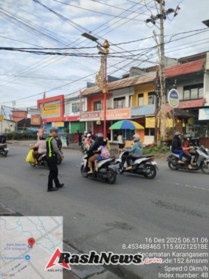 Anggota Lantas Polres Karangasem Laksanakan Gatur Pagi di Simpang Tiga BTN Taman Asri Karangasem
