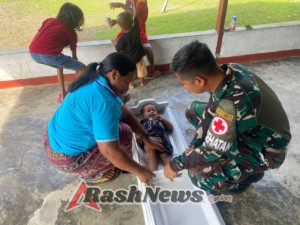 Peduli Kesehatan Balita, Satgas Pamtas Yonarhanud 2 Kostrad Adakan Kegiatan Posyandu