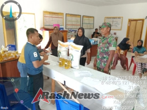 Babinsa Desa Raterua Laksanakan Pamwil dan Pendampingan Penyaluran Bantuan Beras Pemerintah