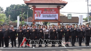 Teguhkan Bela Negara untuk Indonesia Maju”, Polres Badung Gelar Upacara ke-77