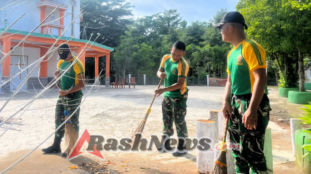 Karya Bakti Satgas Pamtas, Lingkungan Gereja di Umanen Jadi Lebih Bersih