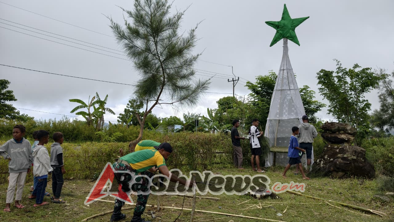 Sambut Hari Raya Natal, Satgas Pamtas Hias Tempat Ibadah di Perbatasan