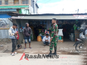 Jaga Ketertiban Pasar, Babinsa Mollo Utara Berikan Himbauan Keamanan kepada Masyarakat.