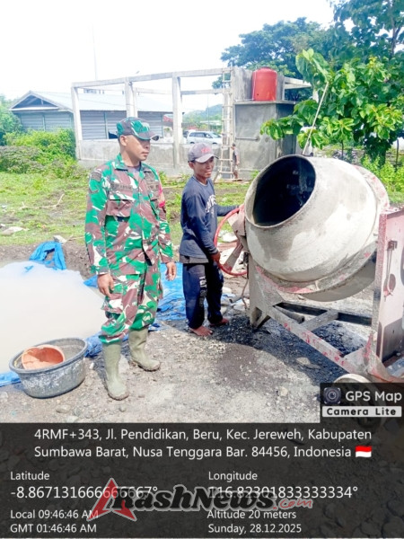Wujud Kepedulian TNI, Babinsa Belo Kawal Pembangunan Koperasi Merah Putih