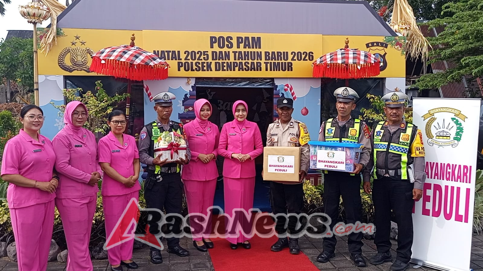 Kapolsek Dentim Sambut Kunjungan Kapolresta Denpasar saat Pengecekan Pos Pam Kertalangu Ops Lilin Agung 2025
