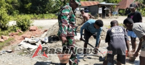 Di Tengah Pekerjaan Fisik, Babinsa Teguhkan Kemitraan dengan Masyarakat