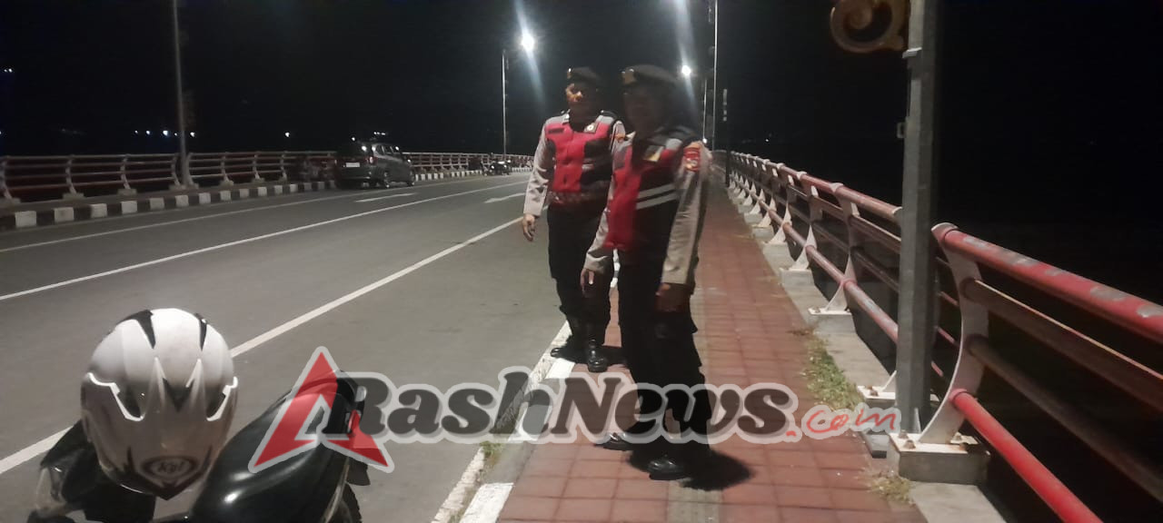 Cegah Balap Liar, Unit Samapta Polsek Klungkung Intensifkan Patroli Malam di Jembatan Merah PKB.