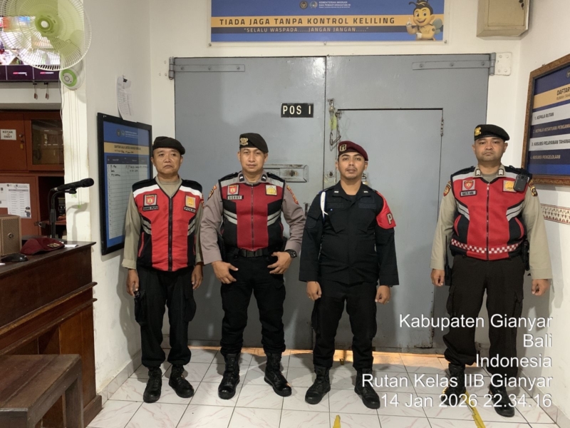 Sat Samapta Polres Gianyar Laksanakan Patroli Malam Sambangi Rutan Kelas II.B Gianyar