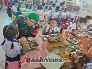 Uji Coba Program MBG, Babinsa Kamasan Tegaskan Wahana Evaluasi Wujudkan Optimalisasi MBG