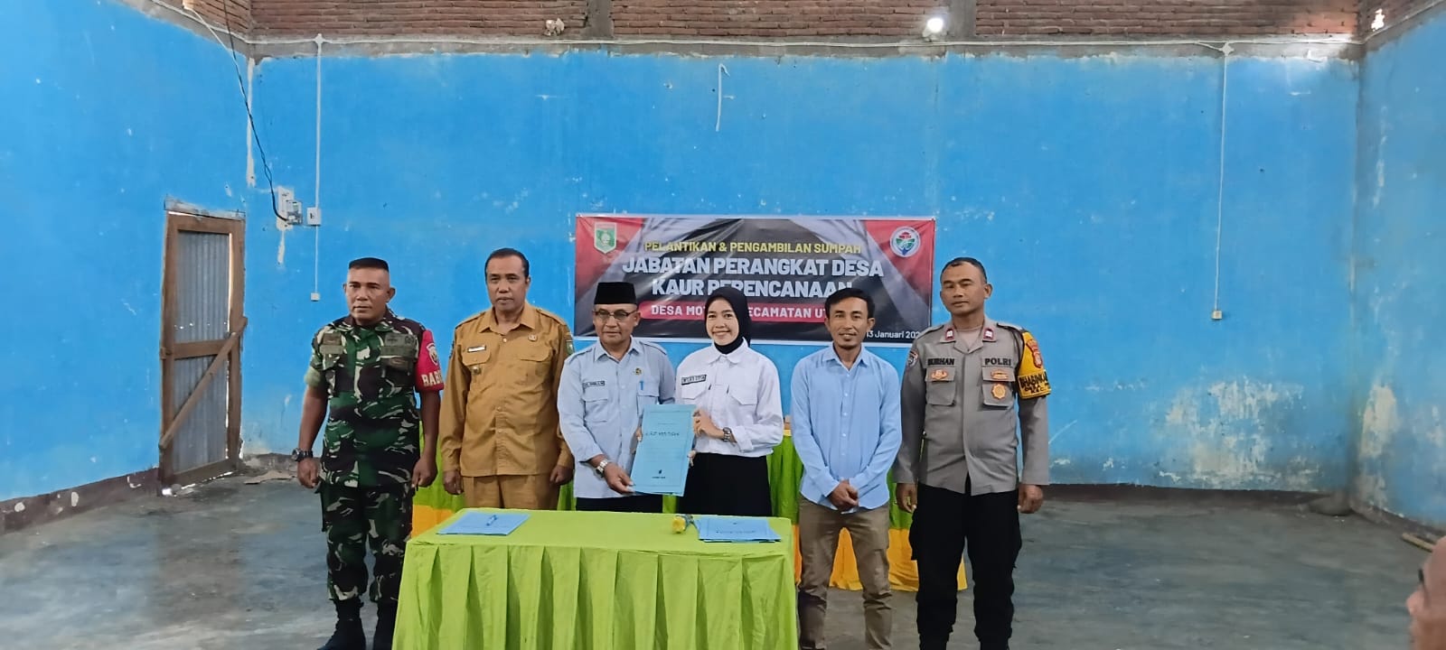 ‎Babinsa Koramil 1607-09/Utan Hadiri Pelantikan, Harapkan Desa Motong Makin Tertib dan Sejahtera