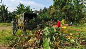 Kodim 1626/Bangli Turut Sukseskan Program Pemerintah Lewat Karya Bakti Pembersihan Lahan KDKMP