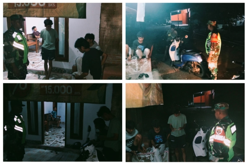 Patroli Malam Penuh Kepedulian, Babinsa Lunyuk Edukasi Warga tentang Keselamatan Berkendara
