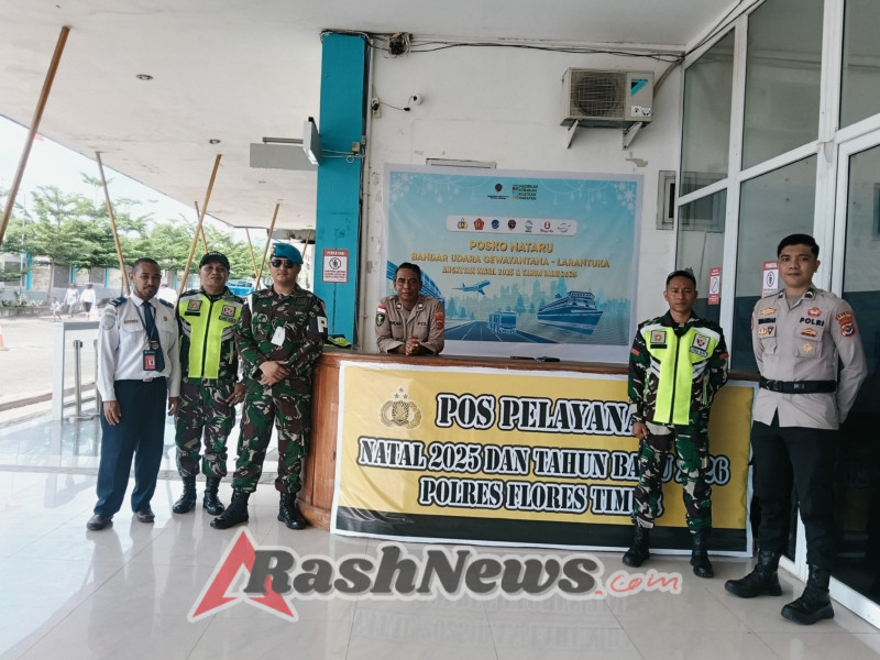 Sinergi TNI dan Instansi Terkait, Babinsa Koramil 1624-01/Larantuka Masih Siaga di Posko Nataru Bandara Gewayantana