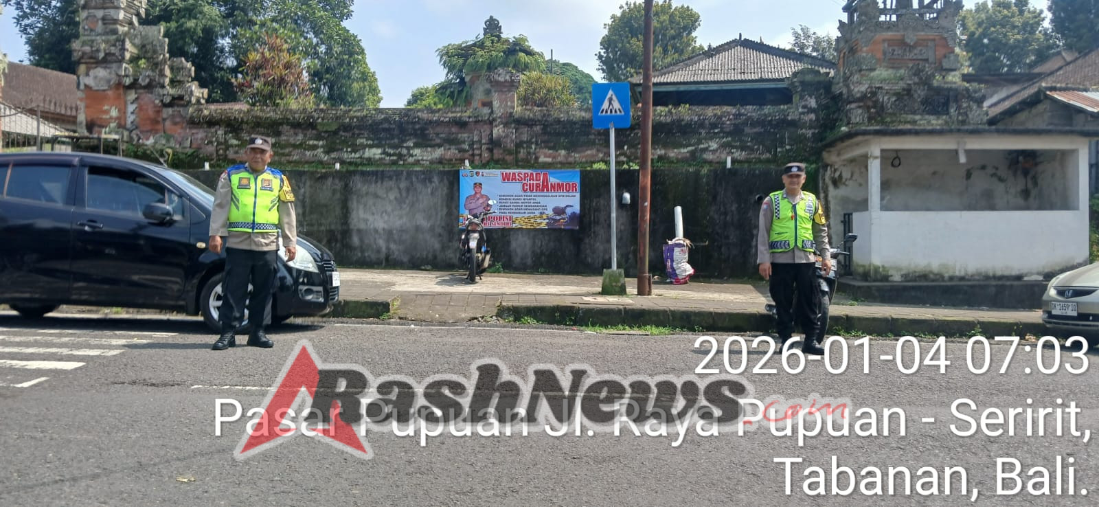Polsek Pupuan Laksanakan Giat Strong Point, Atensi Giat Masyarakat di Hari Libur