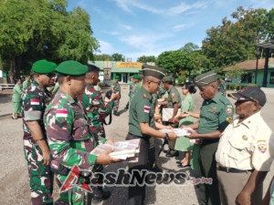 Dandim Belu Pimpin Acara Corps Raport Purna Tugas Anggota TNI dan PNS Kodim 1605/Belu