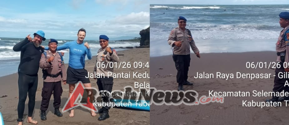 Sat Polairud Polres Tabanan Intensifkan Patroli Pesisir di Pantai Kedunggu, Utamakan Keselamatan Pengunjung