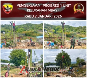 Meski Gerimis, Progres Pengeboran Sumur Bor Kerma BNPB di Aesesa Terus Berjalan