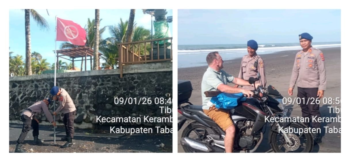 Satpolairud Polres Tabanan Intensifkan Patroli Pesisir di Pantai Pasut, Jamin Keamanan Wisatawan