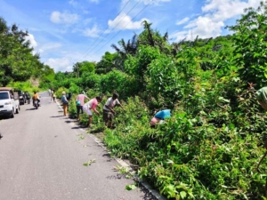Perkuat Gotong Royong, Koramil Boawae Bersama Warga Bersihkan Jalan Trans