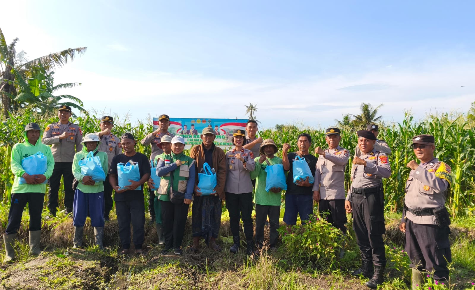 Panen Jagung Kuartal I 2026 di Subak Tengieng, Polres Gianyar Dukung Ketahanan Pangan