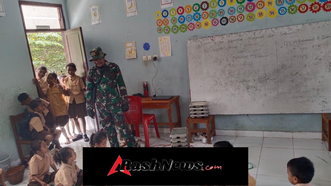 Babinsa Turun ke Sekolah, Pastikan Program Makan Bergizi Gratis Berjalan Lancar di Lembor