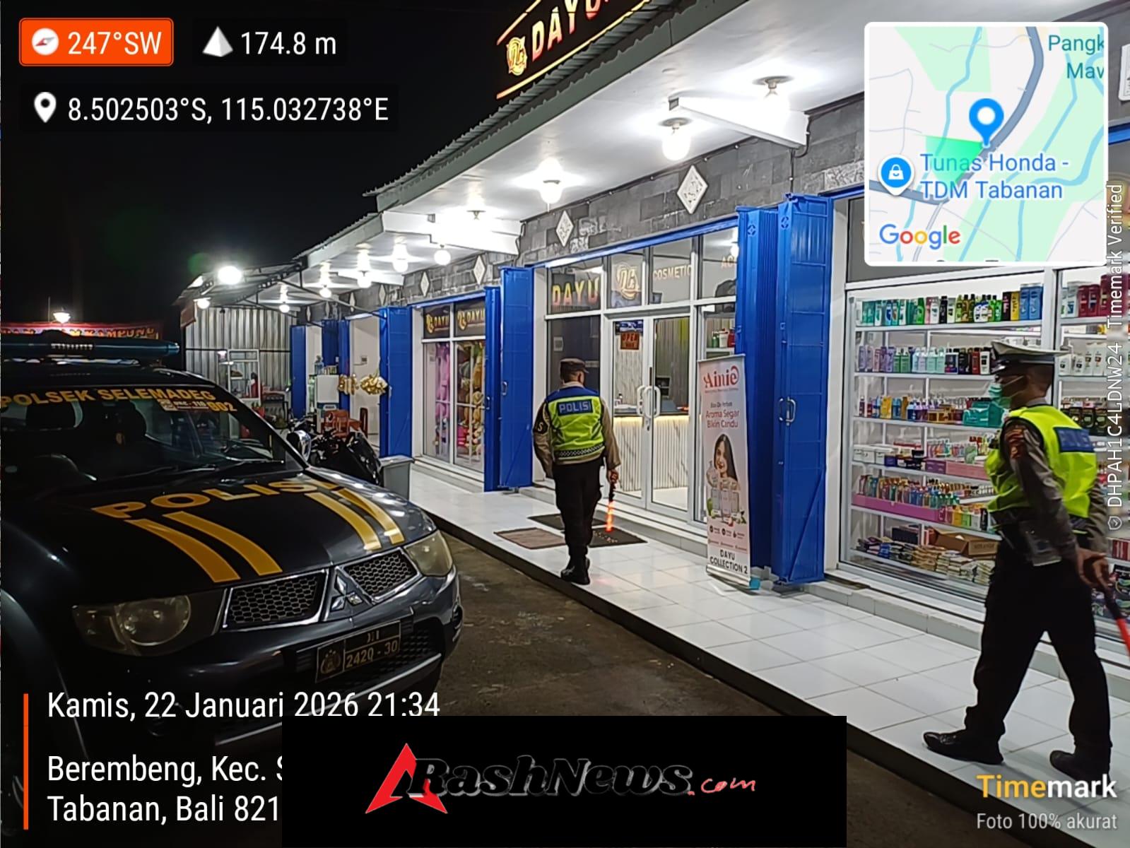 Polsek Selemadeg Gelar Patroli Biru, Pastikan Wilayah Aman di Malam Hari