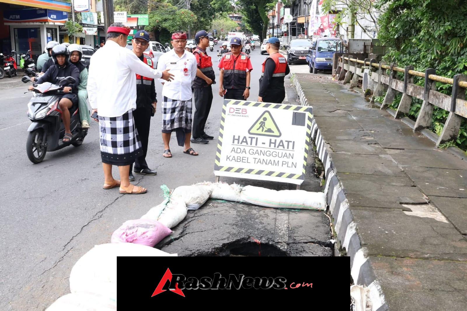 Wabup Tabanan Koordinasi Awal Penanganan Jalan Pahlawan yang Rusak Akibat Bencana