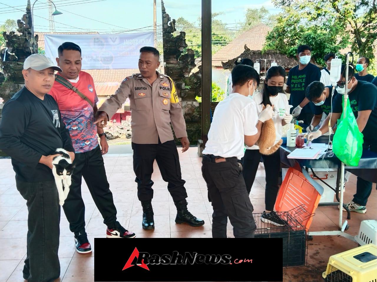 PEDULI KESEHATAN HEWAN, BHABINKAMTIBMAS SULAHAN DAMPINGI BAKSOS VAKSINASI DAN STERILISASI