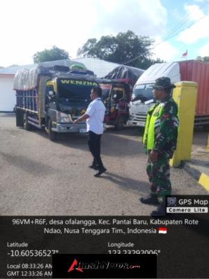Piket Koramil 1627-02/Pantai Baru Laksanakan Monitoring Keberangkatan KMP Garda Maritim 3