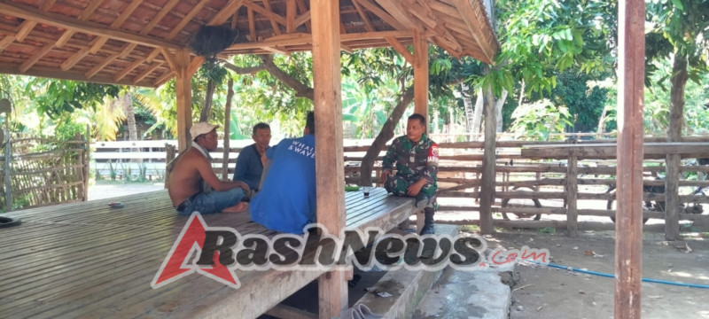 Jalin Silaturahmi, Babinsa Kokarlian Komsos dengan Kelompok Tani