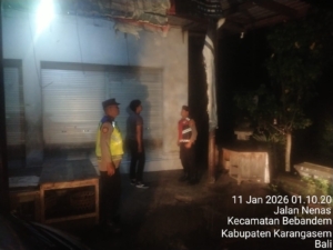Guna Cegah Gangguan Kamtibmas Polsek Bebandem Gelar Blue Light Patrol demi Terjaganya Harkamtibmas Agar Situasi Aman Kondusip