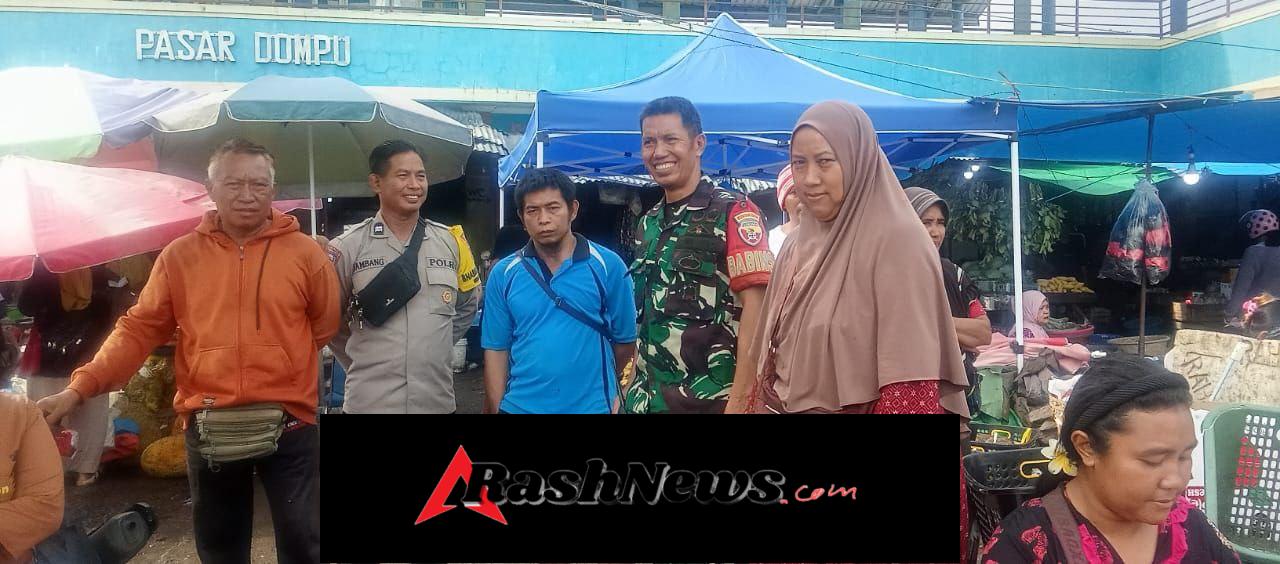 Komsos Babinsa Dorotangga Perkuat Keamanan Pasar Tradisional