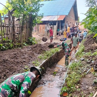Sinergi TNI–Polri dan Masyarakat Pulihkan Saluran Irigasi Dam II Daha