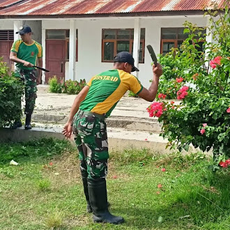 Peduli Pendidikan Perbatasan, Satgas Pamtas Pos Motamasin Bersihkan SD Metamauk