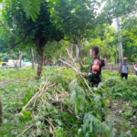 Wujud Kepedulian Lingkungan, Babinsa Nangamiro Laksanakan Gotong Royong di Pesisir Pantai