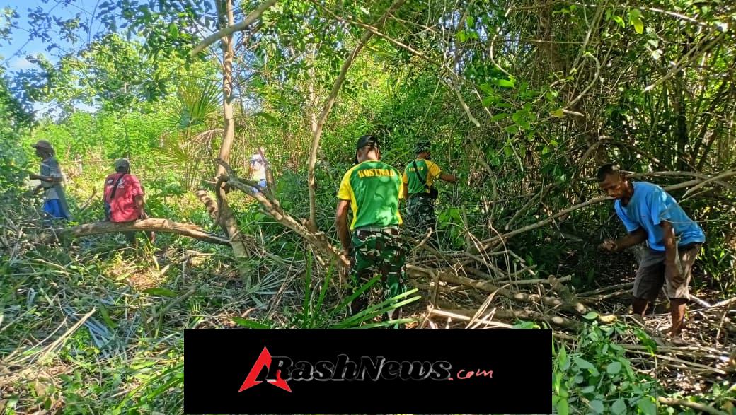 Sinergi Yonarmed 12 Kostrad dan Masyarakat Motamasin Buka Lahan Produktif