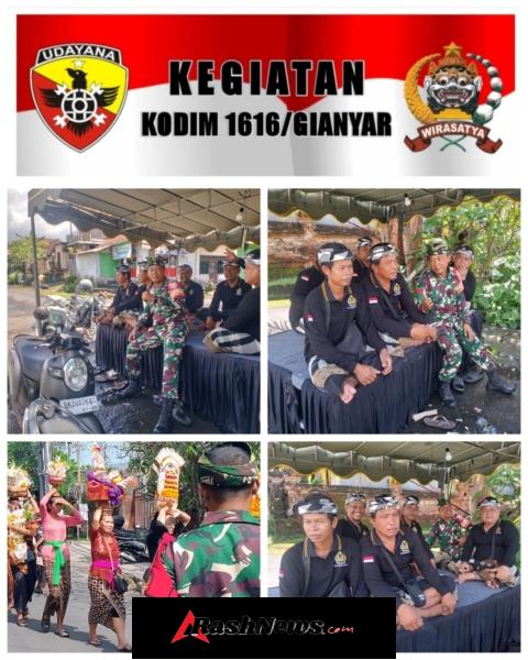 Babinsa Hadir di Tengah Umat, Pengamanan Ngening Piodalan Pura Sakenan Berlangsung Kondusif
