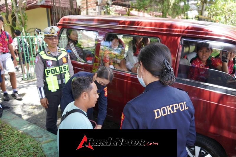 Sidokkes Polres Gianyar Pastikan Sopir Angkutan Pelajar Sehat dan Prima di Blahbatuh