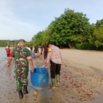 Sinergi Tanpa Batas: Babinsa Pejarakan Bersama Stakeholder Hijaukan Pesisir Lewat Aksi Bersih Pantai Serentak