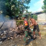 Gercep, Babinsa Jungutbatu Hadir Tangani Kebakaran Rumah Warga Binaan